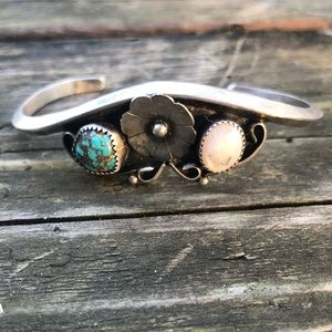 Fred Harvey Era Turquoise + Mother of Pearl Cuff